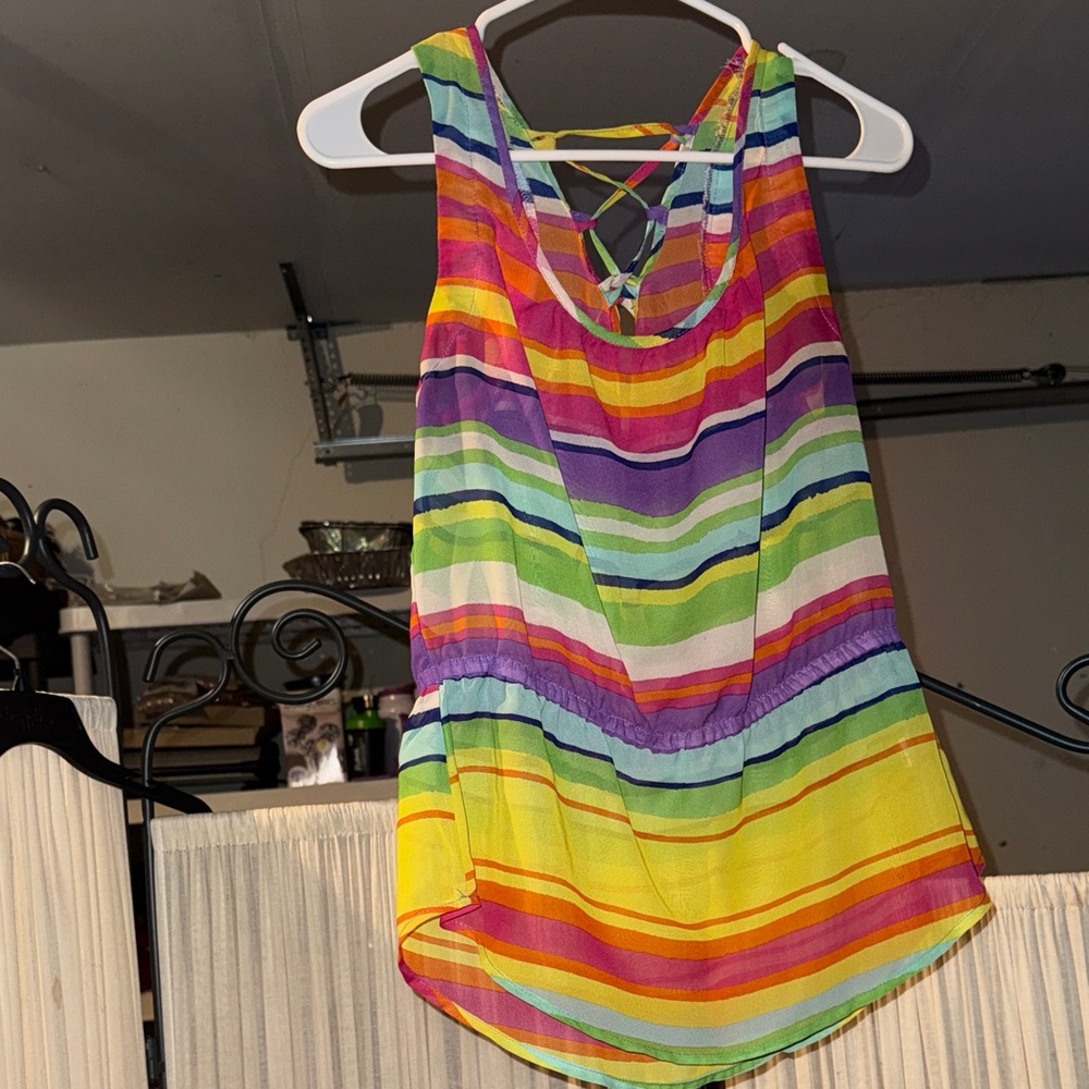 Rainbow Striped Women's Tank Top 🌈 🔝 🥰❤️